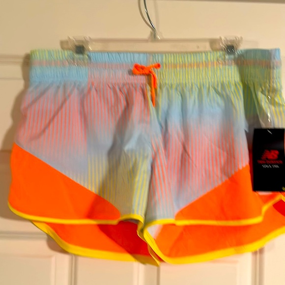New Balance Pants - New Balance Printed Fast Flight Split Shorts Blue Green Orange Women